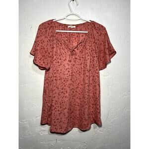 Maurices Pink Floral Short Sleeve Blouse